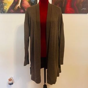 Plus Size Moss Green Long Cardigan Sweater